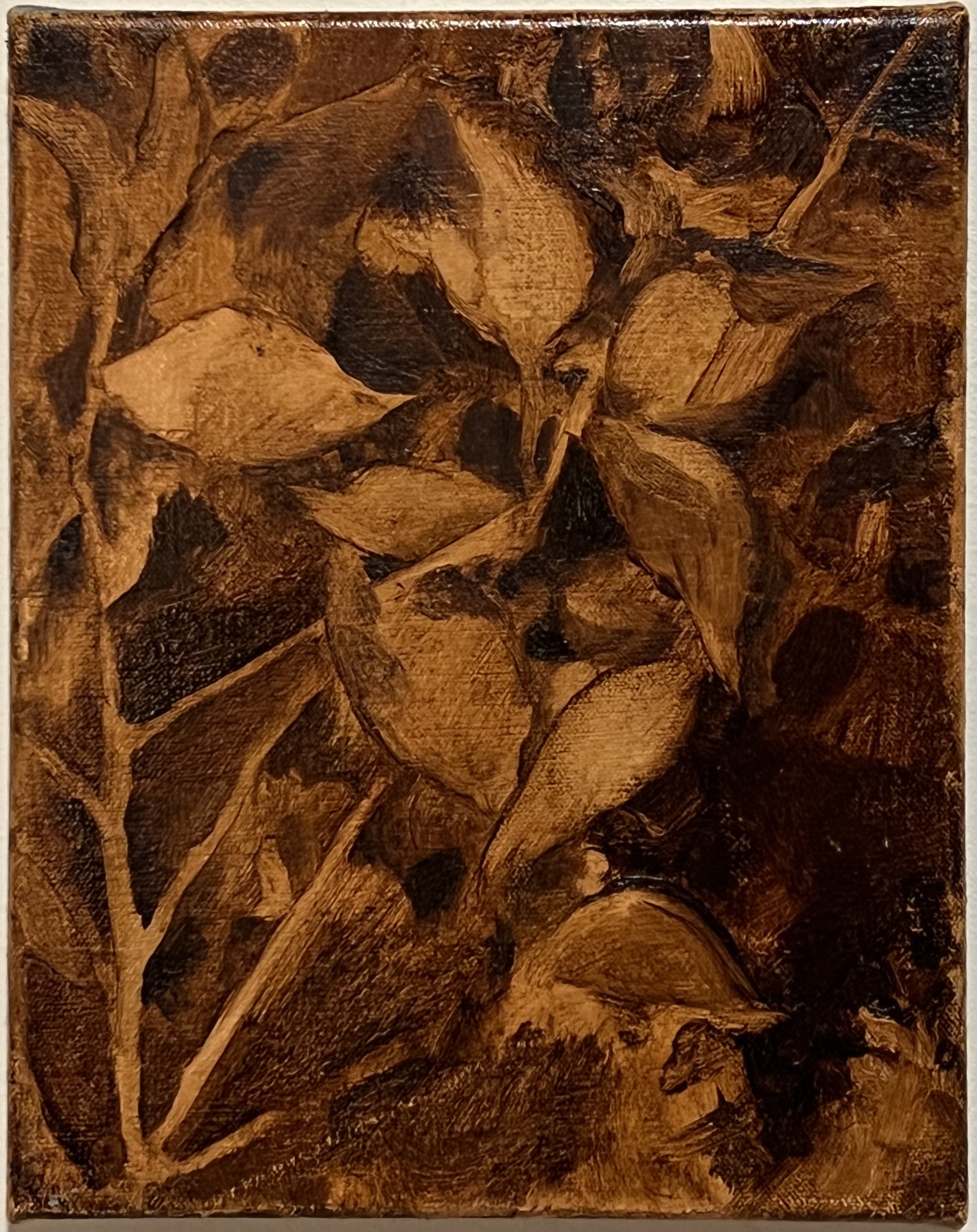 Sam’s Leaves II, oil on canvas, 8”x10”, 2023