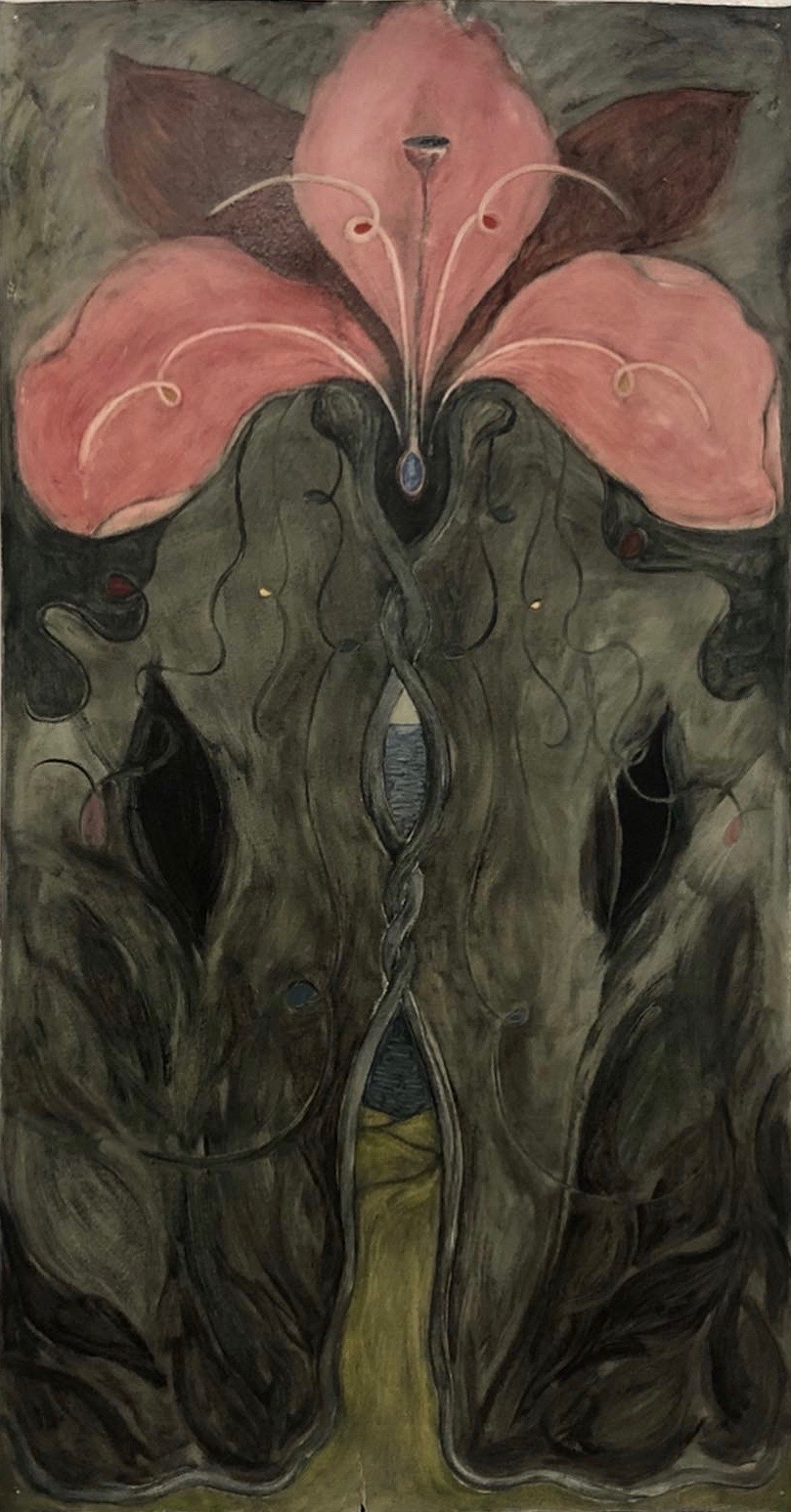 Figure 3, oil on cardboard, 3’x5’, 2019