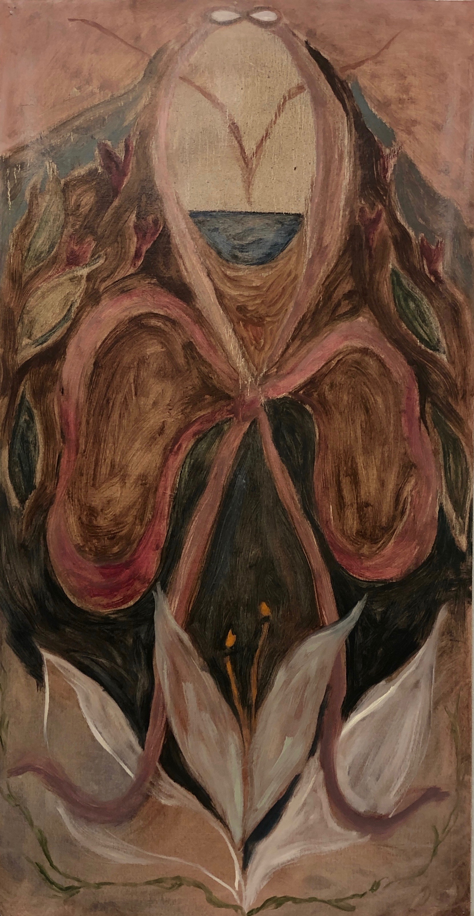 Figure 2, oil on cardboard, 3’x5’, 2019
